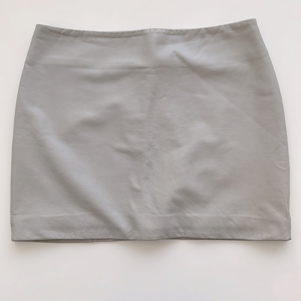 Max Azria Gray Leather Mini Skirt